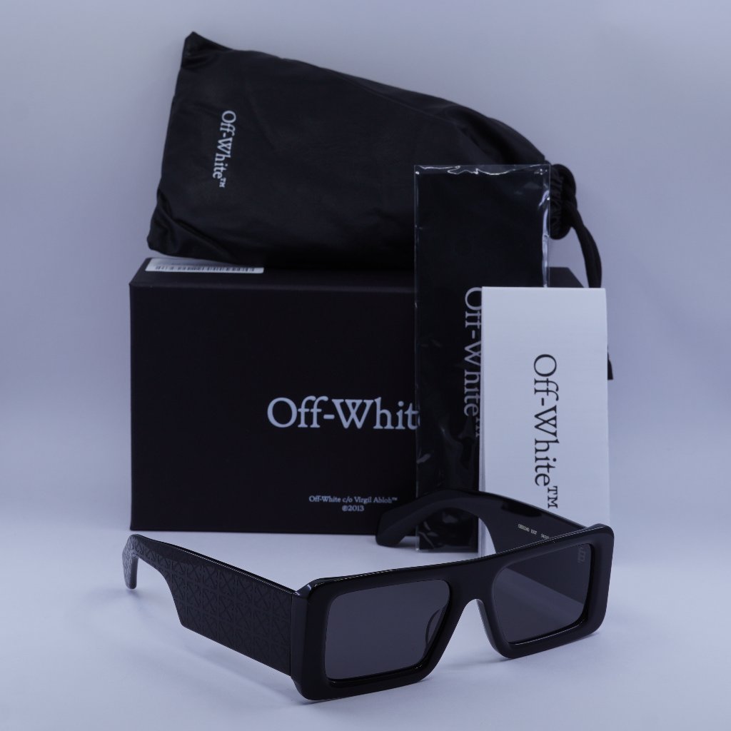 Off-White Oeri140 Troy 1007 Rectangle Sunglasses Black/Dark Grey